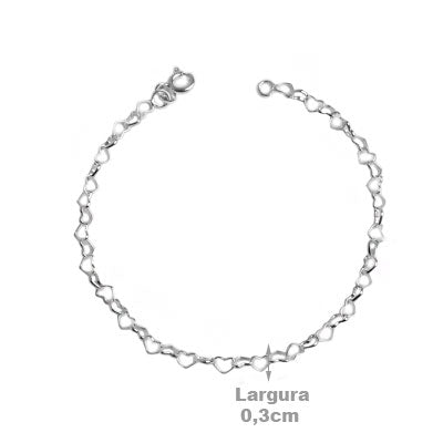 Pulseira de Prata Coração - 53778